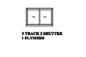 3 Track 2 Shutters - 1 Flymesh Bay Window