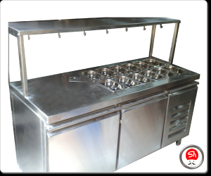 Chaat Counter with Cold Bain Marie and Under Counter Refrigerator