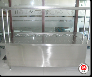 Bain Marie Service Counter with Tray Slide (Sheet) and Over Head Shelf
