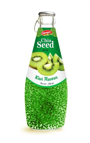 Fruit Juice Chia Seed Drink Kiwi Flavour In Glass Bottle