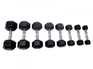 Rubber Chrome Dumbbells with Rubber Head